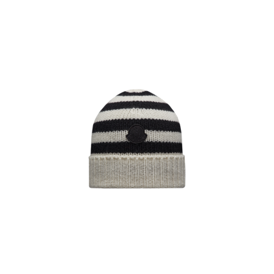 Shop Moncler Striped Wool Beanie Multicolor In Multicolour