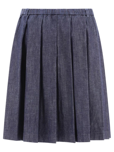Shop Aspesi Pleated Skirt In Blue