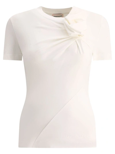 Shop Alexander Mcqueen T-shirt With 3d Flower In White