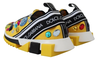Shop Dolce & Gabbana Yellow Sorrento Crystals Sneakers Women's Shoes