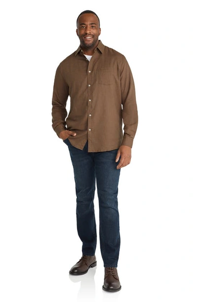 Shop Johnny Bigg Anders Linen & Cotton Button-up Shirt In Cocoa