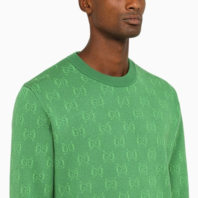 Shop Gucci Green Gg Wool Sweater Men