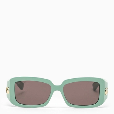 Shop Gucci Rectangular Green Sunglasses Women