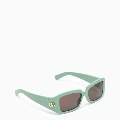 Shop Gucci Rectangular Green Sunglasses Women