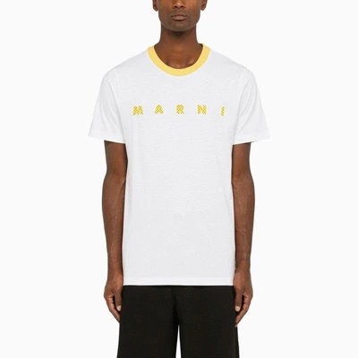 Shop Marni White/yellow Crew-neck T-shirt Men