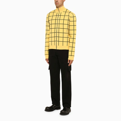 Shop Marni Yellow Zip/cardigan Sweatshirt With Geometric Print Men