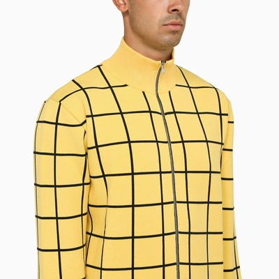 Shop Marni Yellow Zip/cardigan Sweatshirt With Geometric Print Men