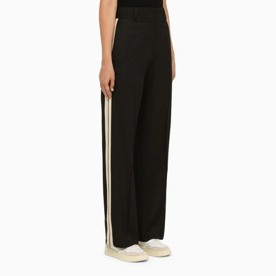 Shop Palm Angels Black Trousers With Bands Women