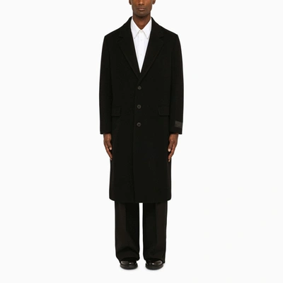 Shop Valentino Black Single-breasted Coat In Wool Men