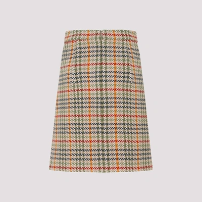 Shop Akris Wool Check Mini Skirt In Nude &amp; Neutrals