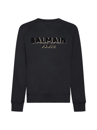 Shop Balmain Sweaters In Noir Noir Or