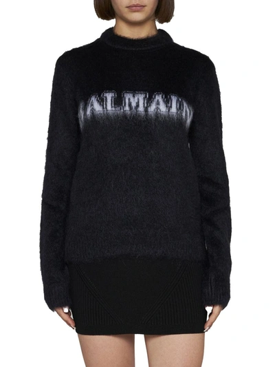 Shop Balmain Sweaters In Noir Blanc