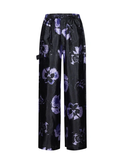 Shop Baum Und Pferdgarten Trousers In Purple Pansy Print
