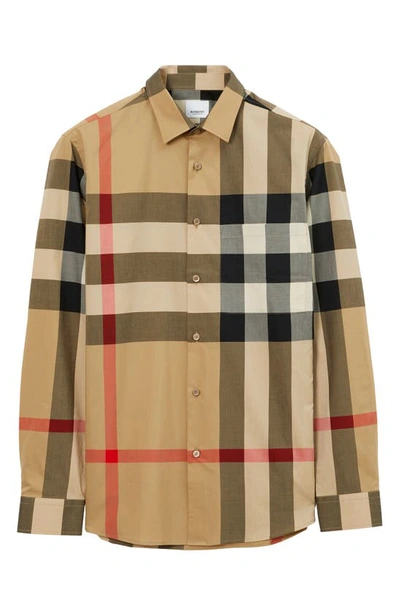 Shop Burberry Summerton Heritage Check Cotton Button-up Shirt In Archive/ Beige