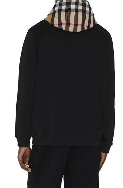 Burberry Samuel Sweatshirt With Check Hood In Black