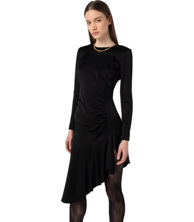 Shop Elisabetta Franchi Black Asymmetric Dress With Necklace