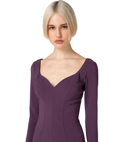 Shop Elisabetta Franchi Purple Midi Sheath Dress In Violet