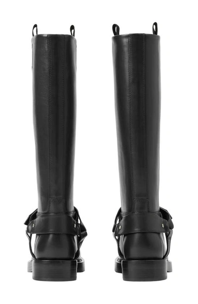 Shop Burberry Saddle Knee High Harness Boot In Black