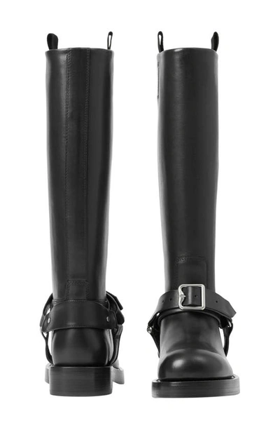 Shop Burberry Saddle Knee High Harness Boot In Black