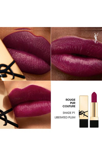 Shop Saint Laurent Rouge Pur Couture Caring Satin Lipstick With Ceramides In Liberated Plum