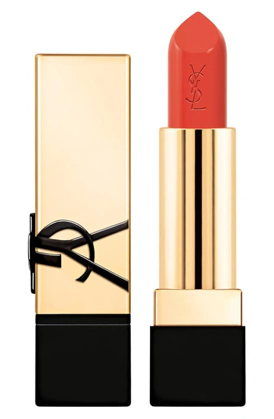 Shop Saint Laurent Rouge Pur Couture Caring Satin Lipstick With Ceramides In Orange Muse