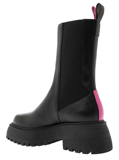 Shop 3juin 'tokyo' Black Boots With Chunky Platform In Leather Woman