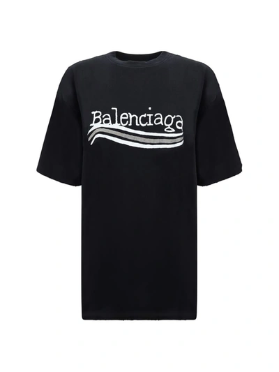 Shop Balenciaga T-shirts In Black/silver/white