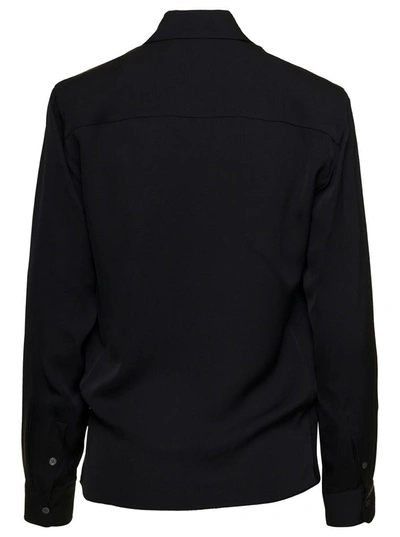 Shop Theory Long Sleeves Wrap Blouse In Black