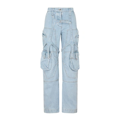 Shop Off-white Bleach Cargo Pocket Over Pants In Blue
