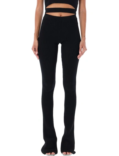 Shop Andreädamo Andreadamo Ribbed Knit Leggings In Black