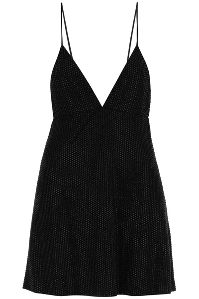 Shop Dsquared2 Rhinestone Mini Dress In Black