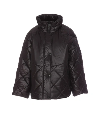 Barbour Black Down Jacket In Brown