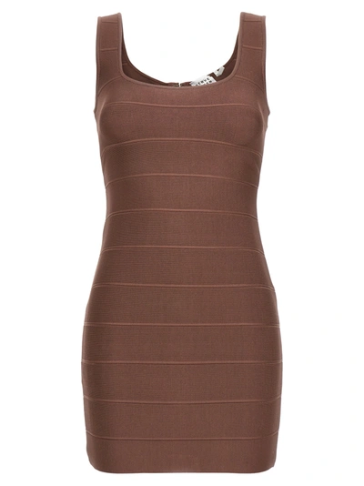 Shop Herve Leger Mini Dress Dresses Brown