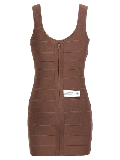 Shop Herve Leger Mini Dress Dresses Brown