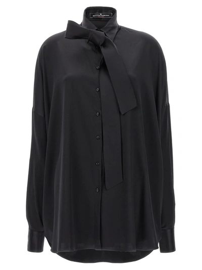 Shop Ermanno Scervino Pussy-bow Silk Shirt Shirt, Blouse Black