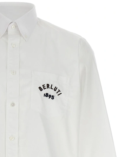 Shop Berluti Logo Embroidery Shirt In Beige