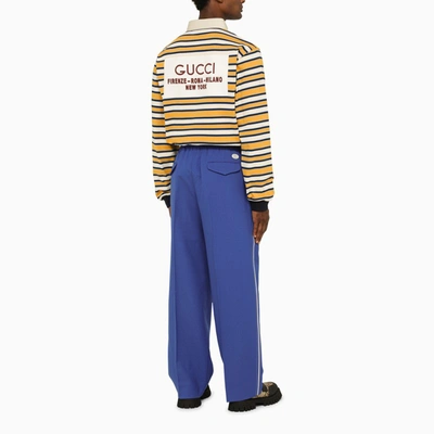 Shop Gucci Yellow Striped Polo With Logo Label Men