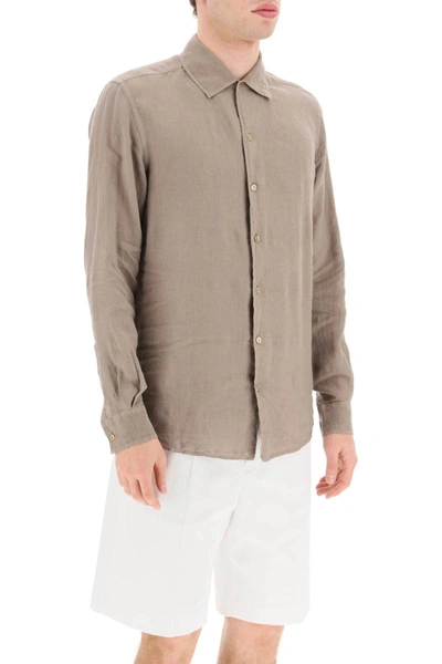 Shop Agnona Classic Linen Shirt In Beige