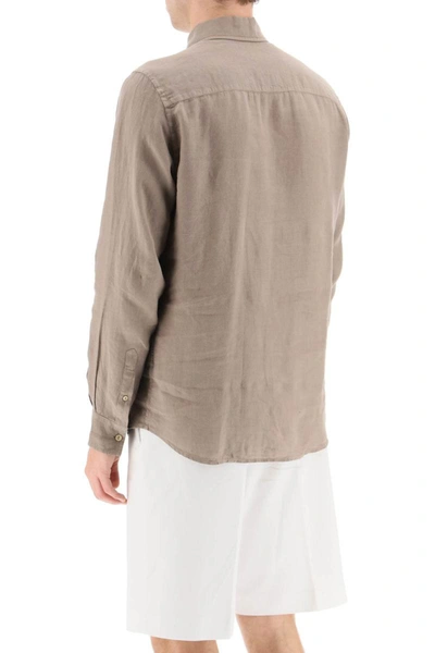 Shop Agnona Classic Linen Shirt In Beige