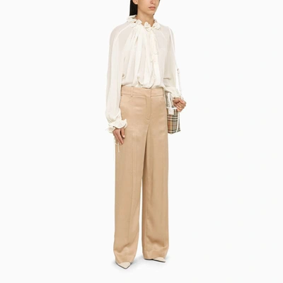 Shop Burberry Jacquard Trousers In Beige