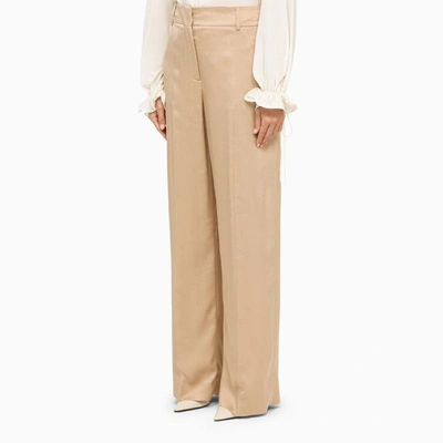 Shop Burberry Jacquard Trousers In Beige