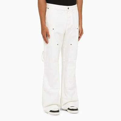 Shop Darkpark Dirty Denim Flared Pants In White