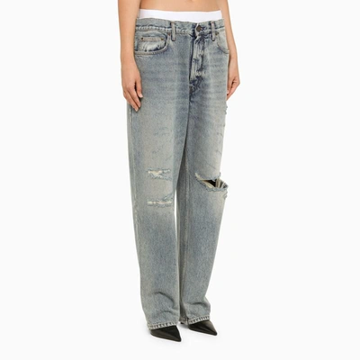 Shop Darkpark Low-waisted Washed Jeans In Light Blue