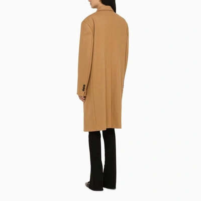 Shop Dsquared2 Oversized Walnut Double-breasted Coat In Beige