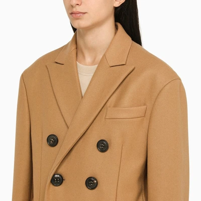 Shop Dsquared2 Oversized Walnut Double-breasted Coat In Beige