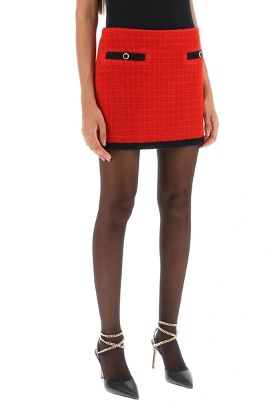 Shop Alessandra Rich Boucle-tweed Mini Skirt In Red