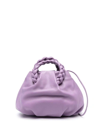 Shop Hereu 'bombon' Purple Handbag With Braided Handles In Shiny Leather Woman In Violet
