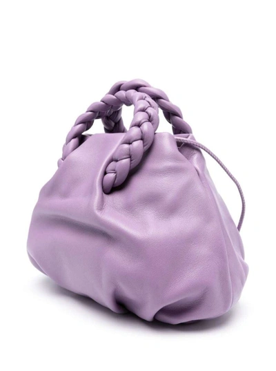 Shop Hereu 'bombon' Purple Handbag With Braided Handles In Shiny Leather Woman In Violet