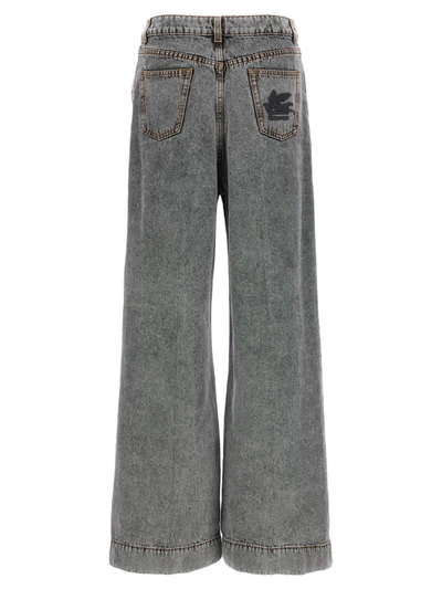 Shop Etro 'pegaso' Jeans In Gray