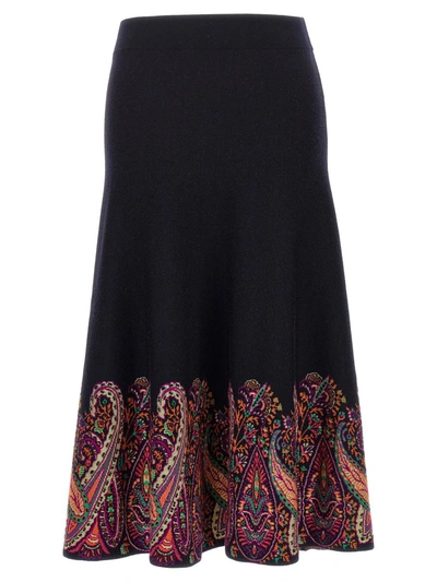 Shop Etro Jacquard Skirt In Multicolor